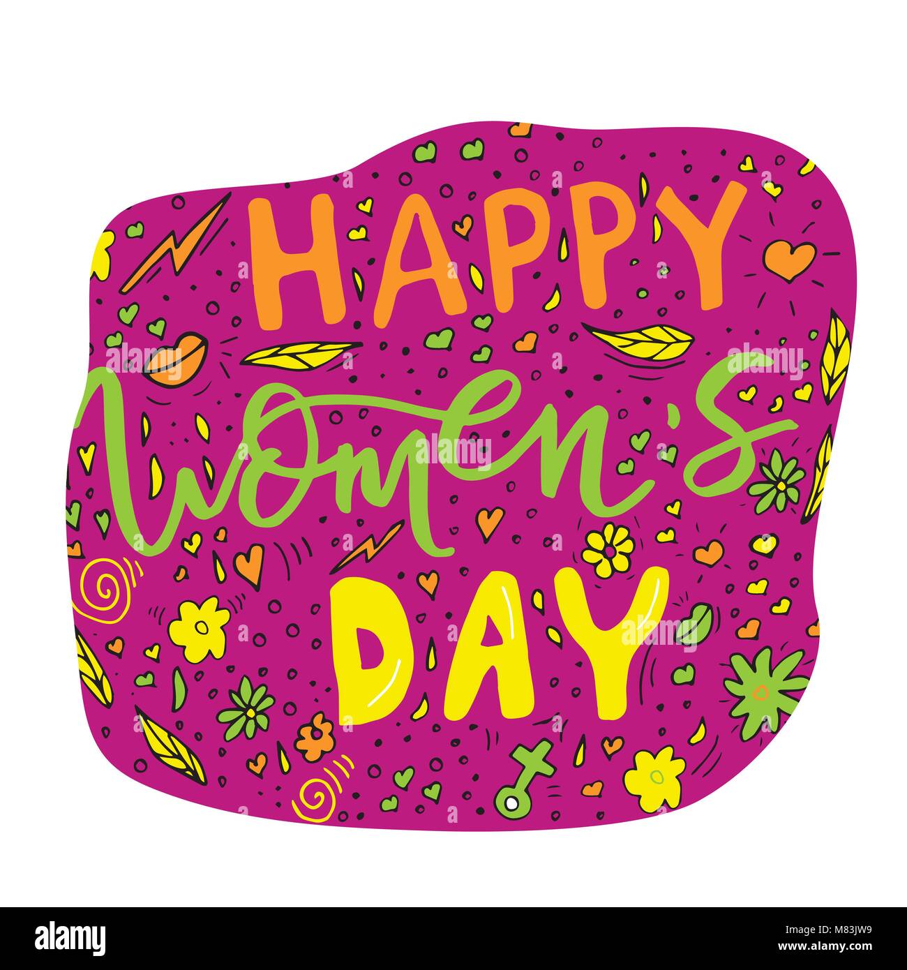Hermoso diseño de tarjeta para la feliz celebración del día de la mujer.  Postal para la mujer, madre, niña, dama con flores y accesorios femeninos.  Vector Imagen Vector de stock - Alamy
