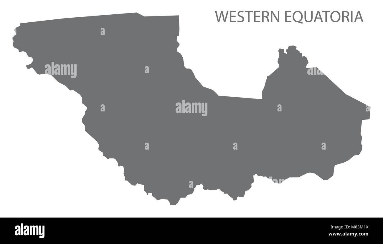 Ecuatoria occidental mapa del sur de Sudán forma ilustración gris Ilustración del Vector