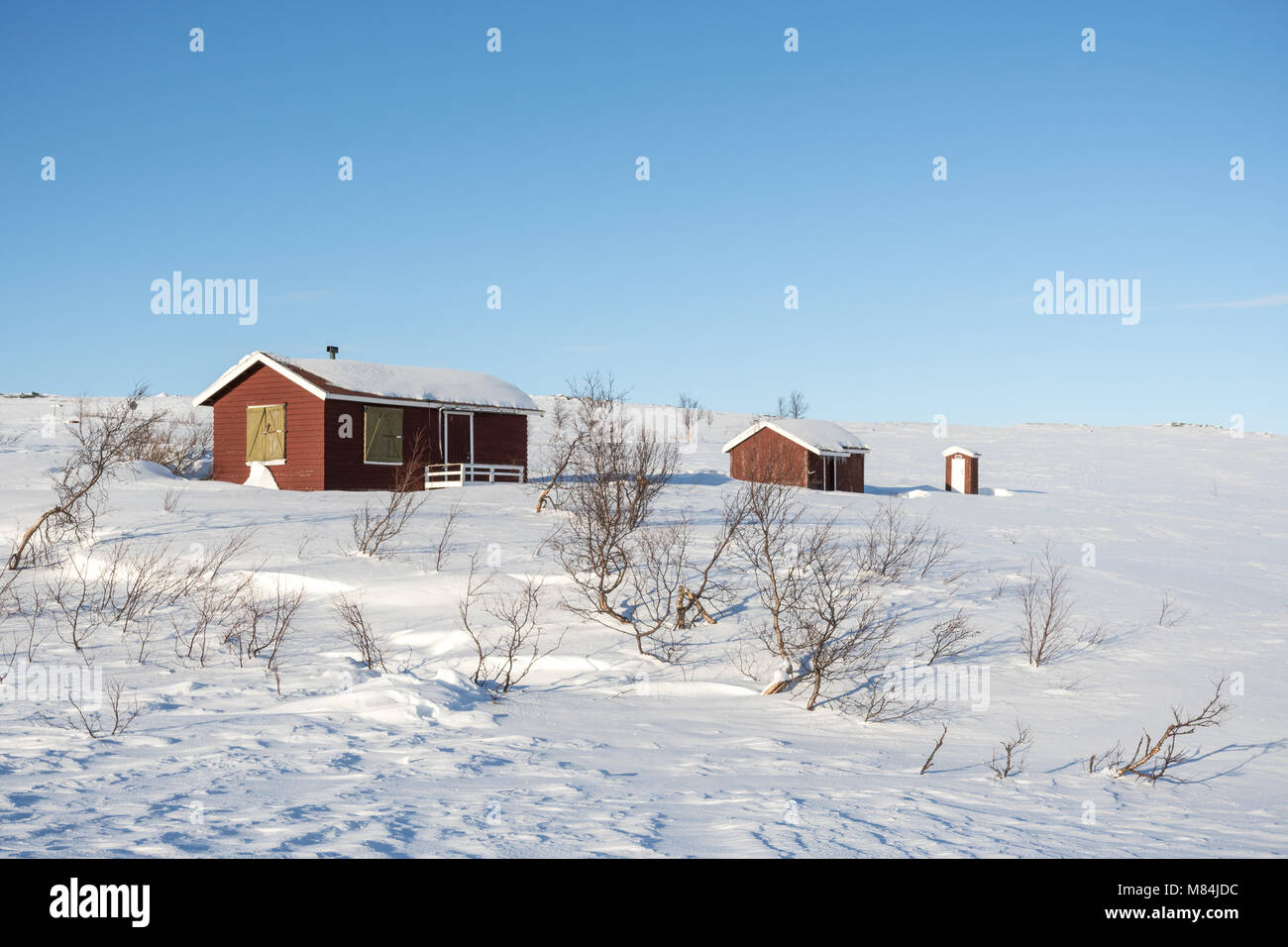 Sapmi cabaña de verano en alta montaña Biggas en Finnmark, Noruega Foto de stock