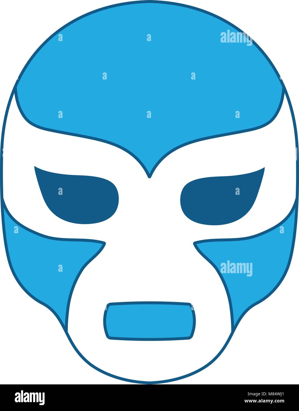Icono de máscara de lucha libre sobre fondo blanco, el sombreado azul