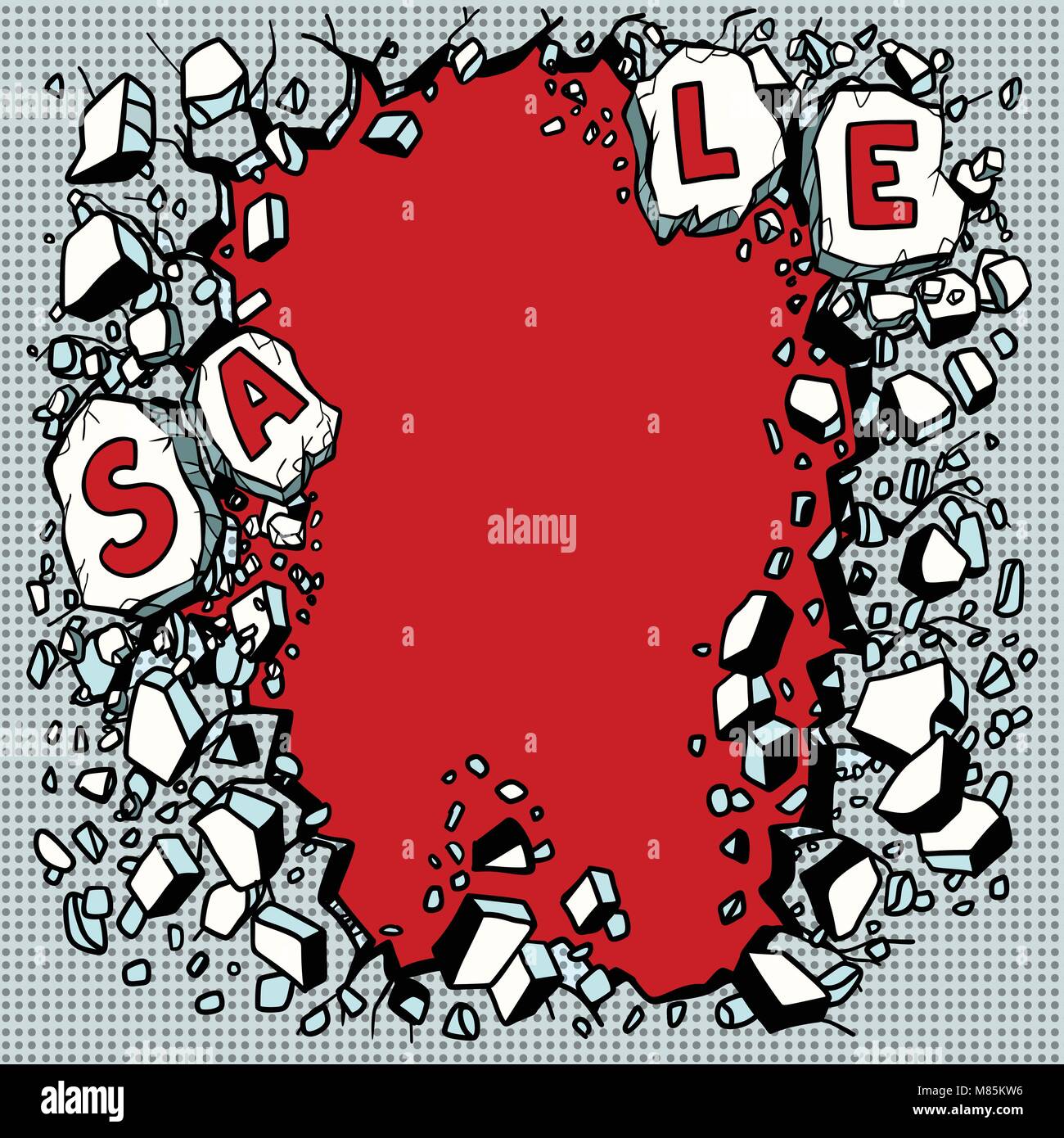 Coche rompiendo a través de la pared Imágenes vectoriales de stock Alamy