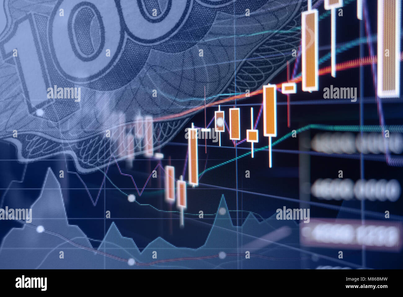 Crecimiento económico - Bolsa gráficos y diagramas - antecedentes financieros y empresariales Foto de stock