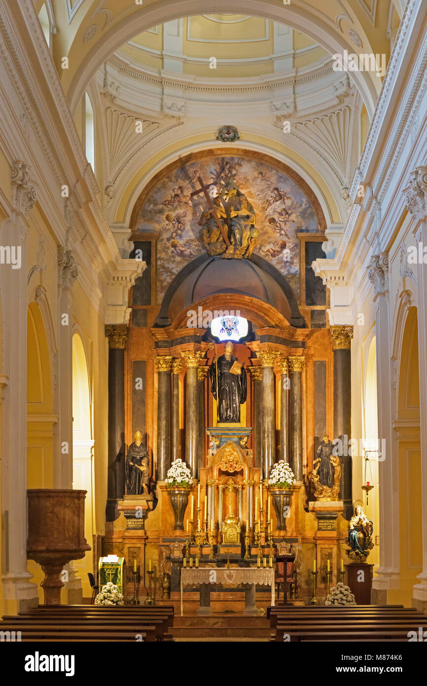 Málaga, Costa del Sol, Málaga, Andalucía, sur de España. Interior de la iglesia del convento de San Agustín. Foto de stock