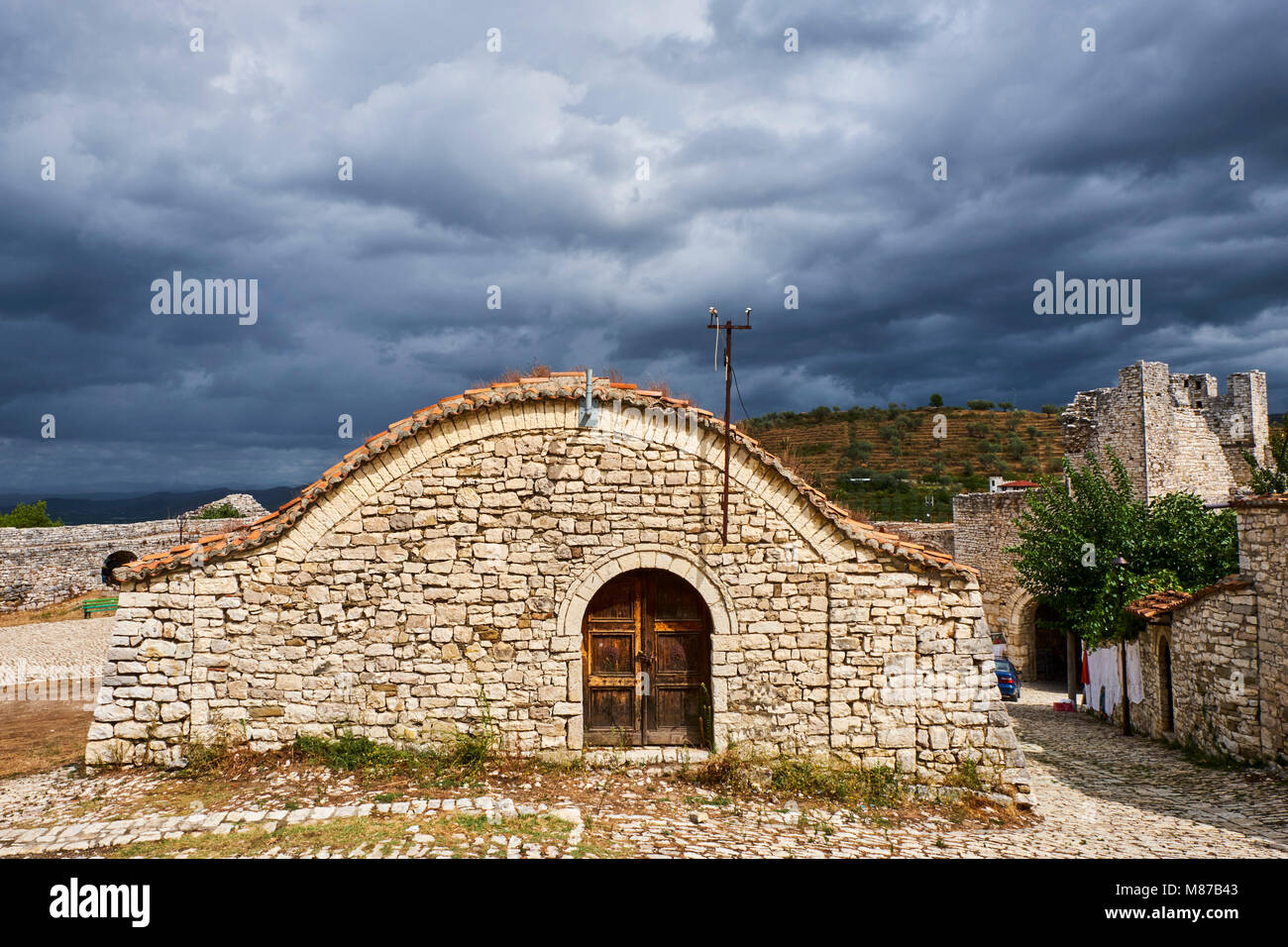 Albania, Berat, provincia ciudad de Berat, patrimonio mundial de la Unesco Foto de stock