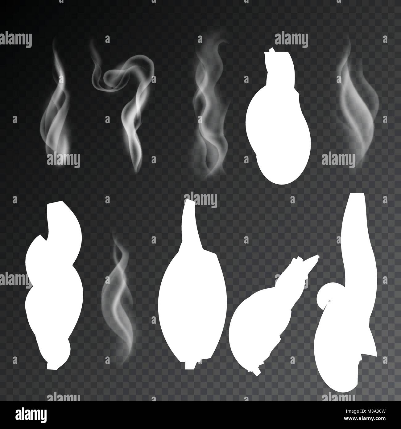 Vectores de humo sobre fondo transparente. Ilustración del Vector