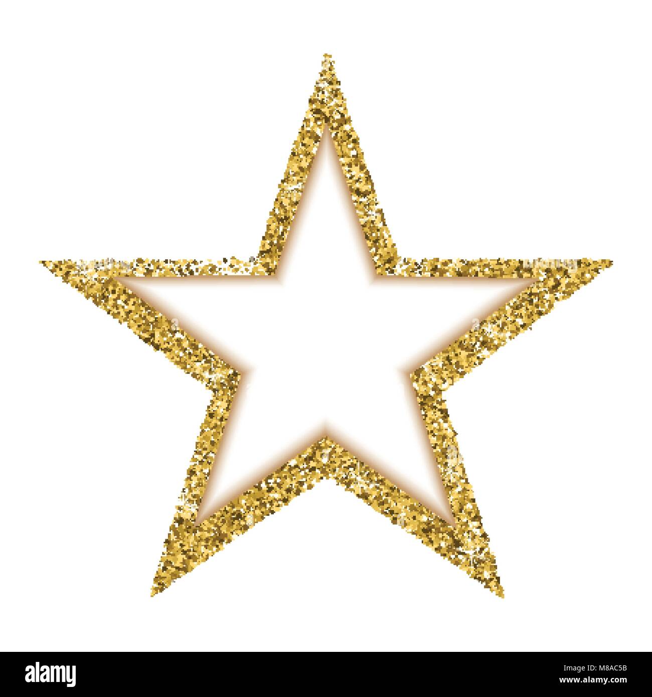 Vector de lujo en estrella de oro. Una hermosa estrella dorada, compuesta  de muchos pequeños confeti estrellas de oro. Star con el bastidor para  texto Imagen Vector de stock - Alamy