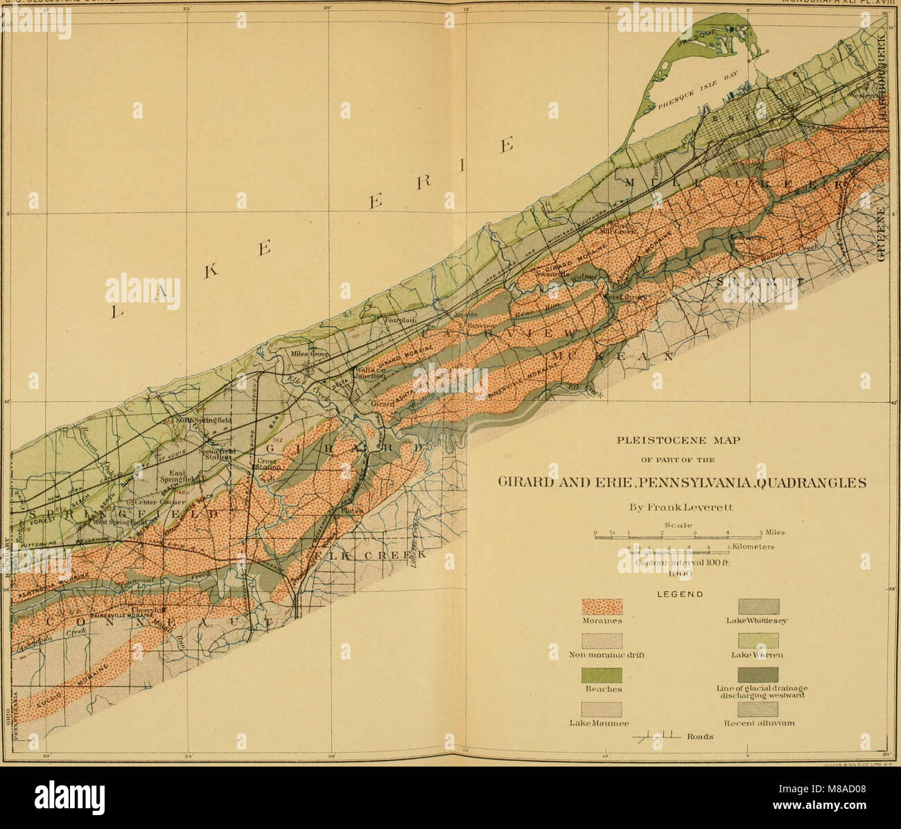 Formaciones glaciales y características de desagüe de la Erie y cuencas de Ohio (1902) (14597472587) Foto de stock