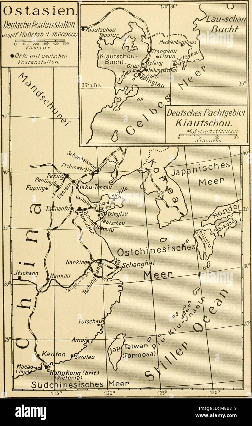 Die postwertzeichen und der deutschen postanstalten entwertungen in den schutzgebieten und im auslande (1921) (14744799346) Foto de stock