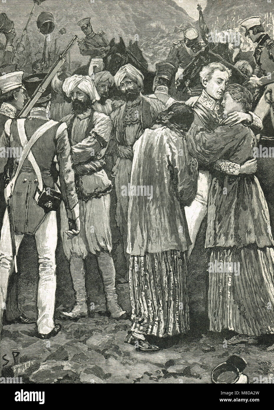 El rescate de los prisioneros tomados como rehenes por Wazir Akbar Khan, el 17 de septiembre de 1842, la Primera Guerra anglo-afganas Foto de stock