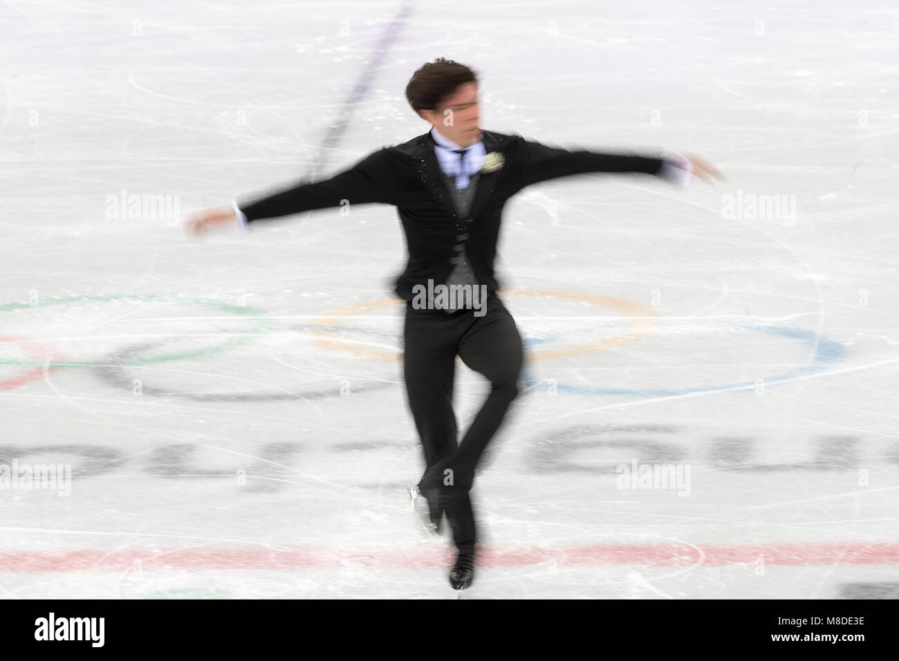 Keegan Messing (CAN) competir en el patinaje artístico,s hombres solteros la libre competencia en los Juegos Olímpicos de Invierno PyeongChang 2018 Foto de stock