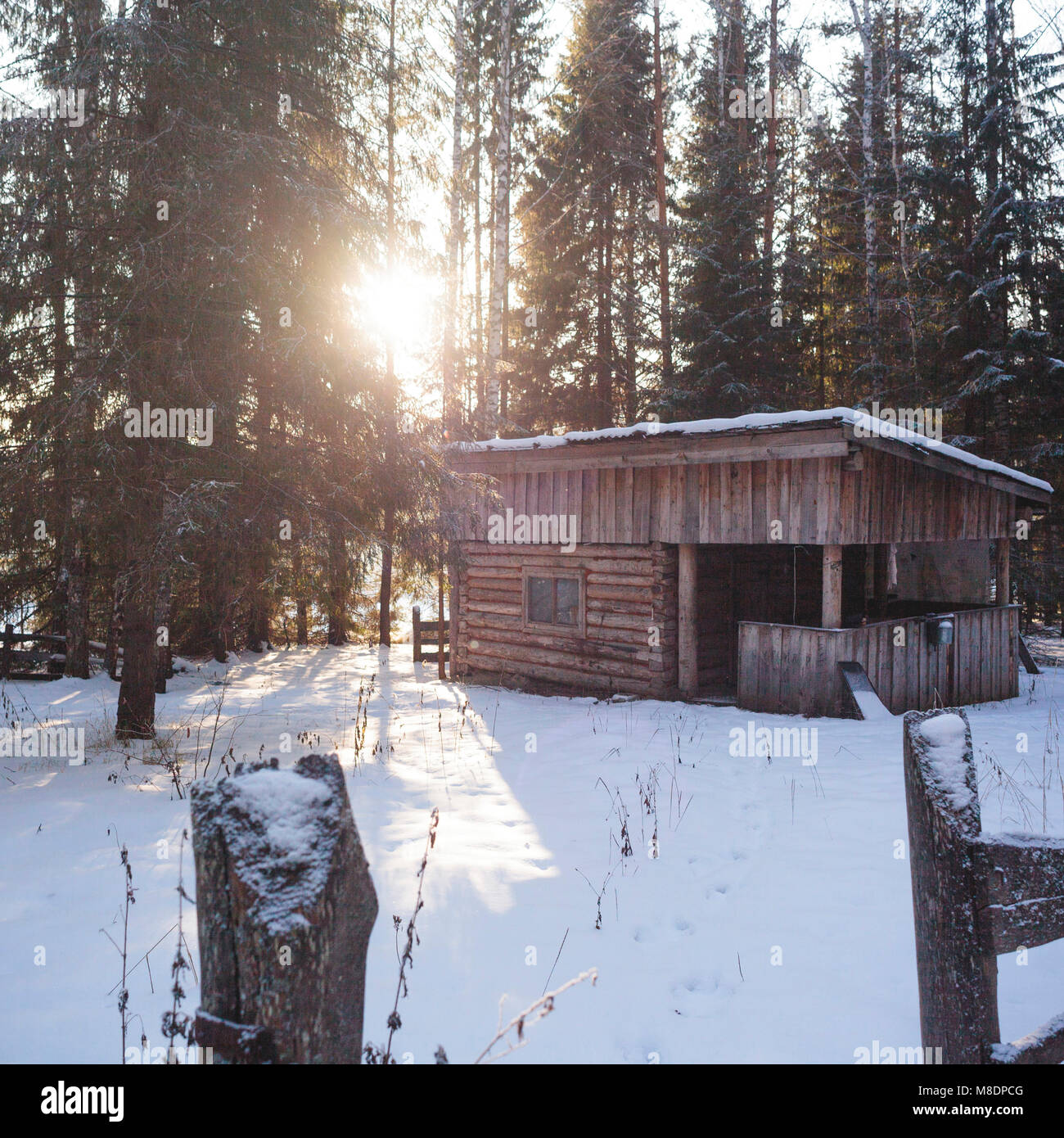 Log Cabin, Ural, Sverdlovsk, Rusia Foto de stock