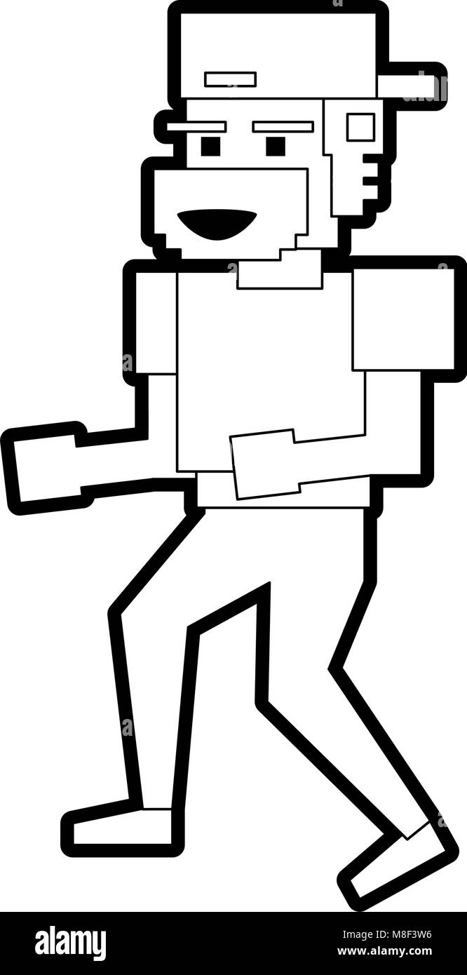 Pixelado gangster blanco personaje ilustración vectorial diseño gráfico  Imagen Vector de stock - Alamy