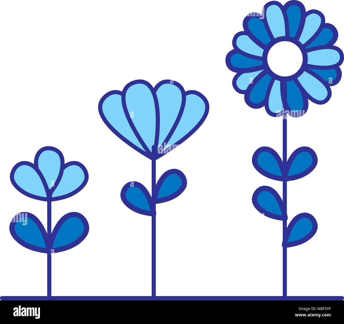Duo color naturaleza y hermosas flores con pétalos y hojas Imagen Vector de  stock - Alamy