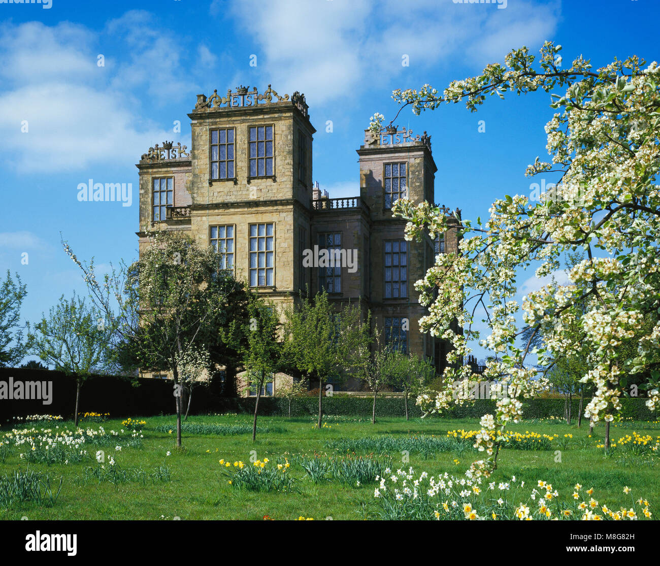 Hardwick Hall cerca de Chesterfield, Derbyshire, Inglaterra, Reino Unido. Foto de stock