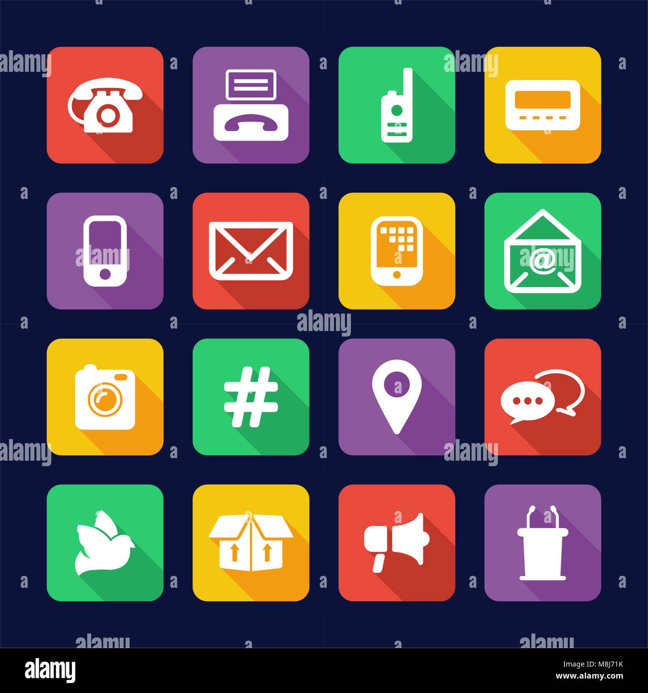 Diferentes formas de comunicación iconos diseño plano Imagen Vector de  stock - Alamy