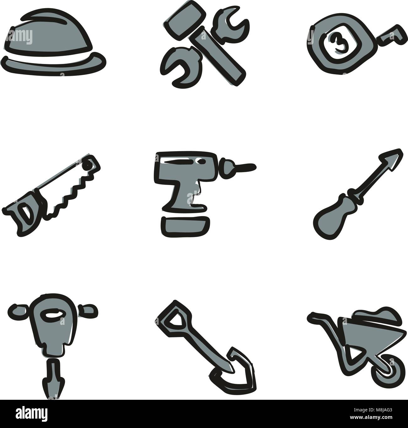 Iconos de construcción Freehand 2 Color Ilustración del Vector