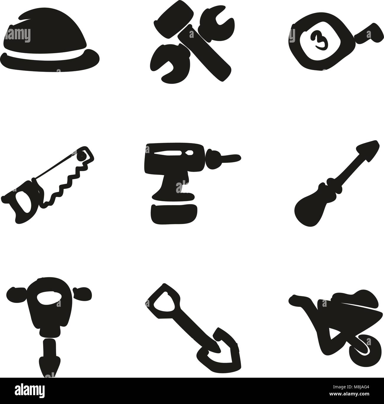 Iconos de construcción relleno de Freehand Ilustración del Vector