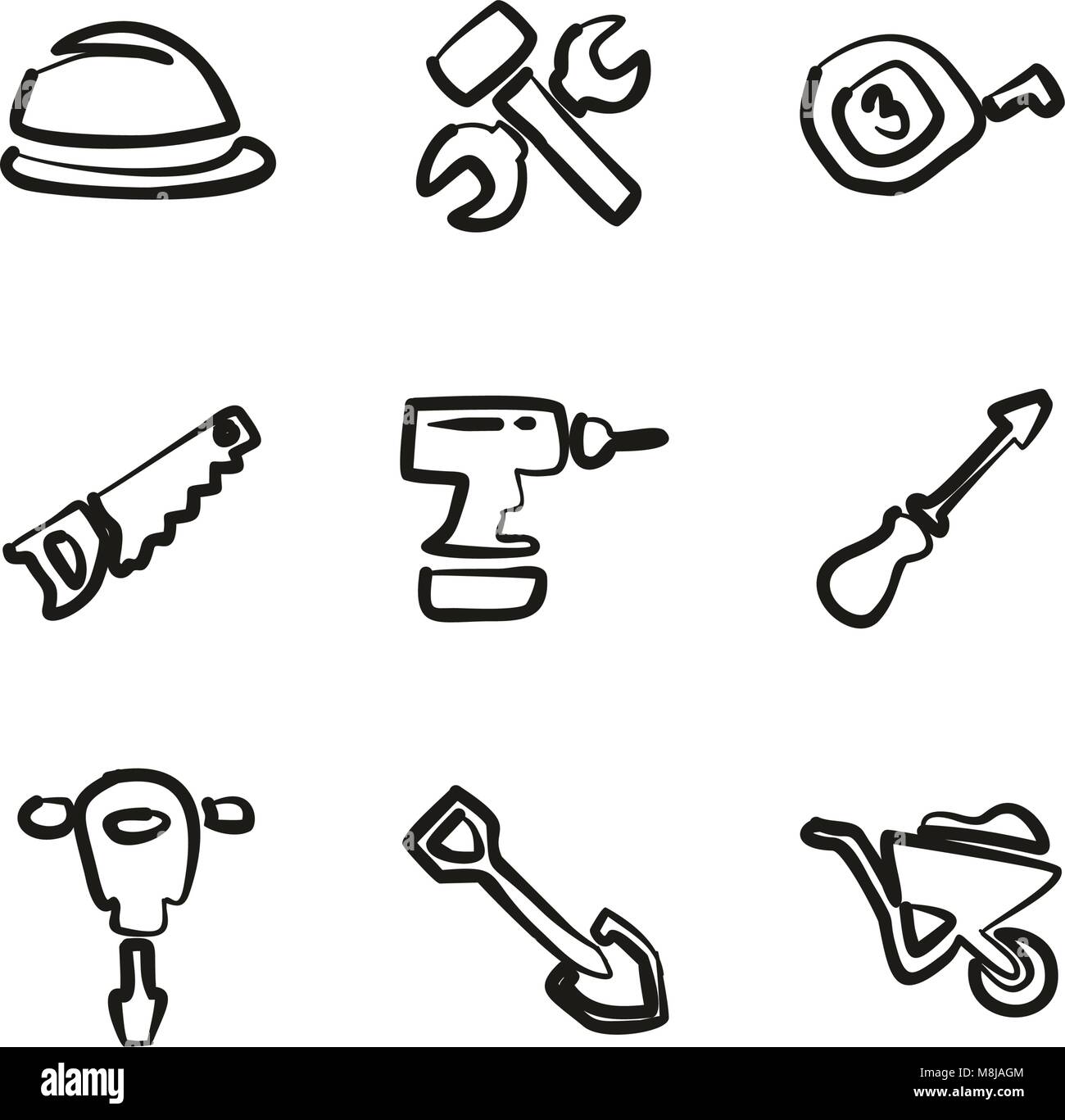 Iconos de construcción Freehand Ilustración del Vector