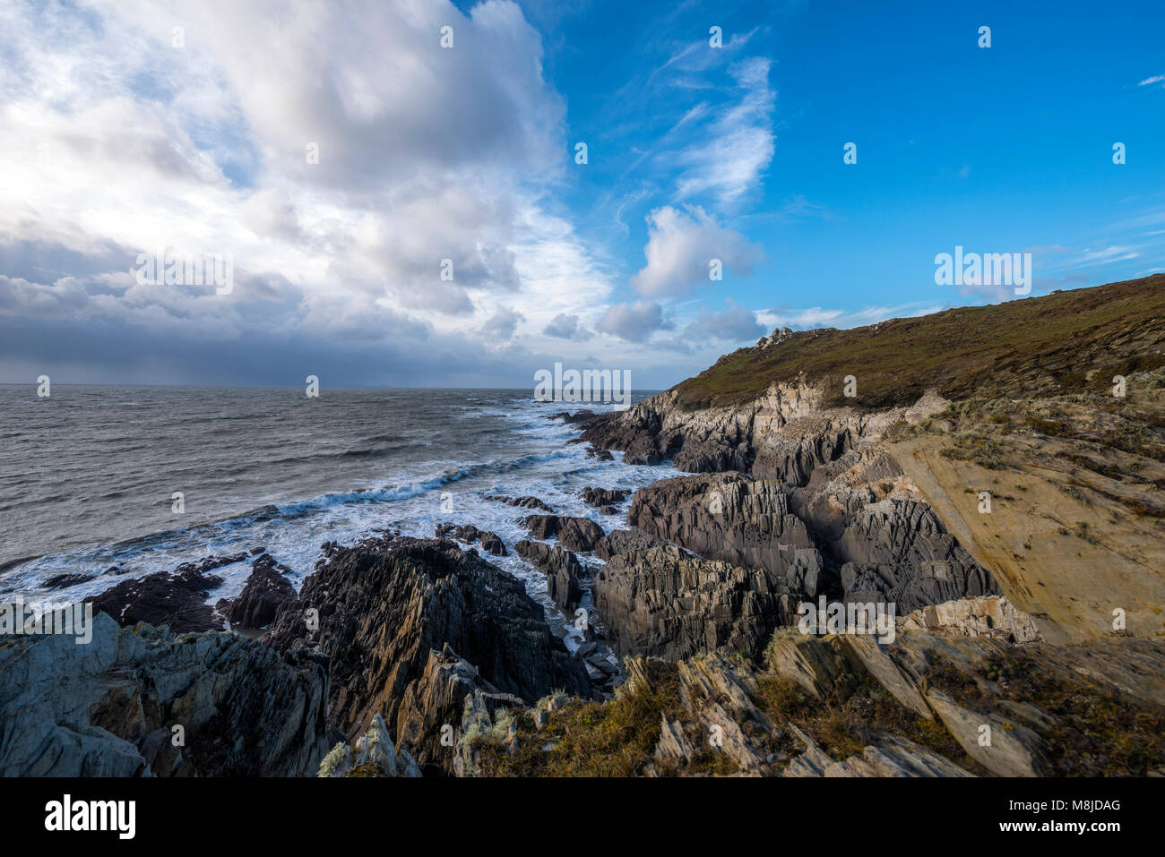 Great British Paisajes - North Devon Costa (Morte Rock y Morte Bay) Foto de stock