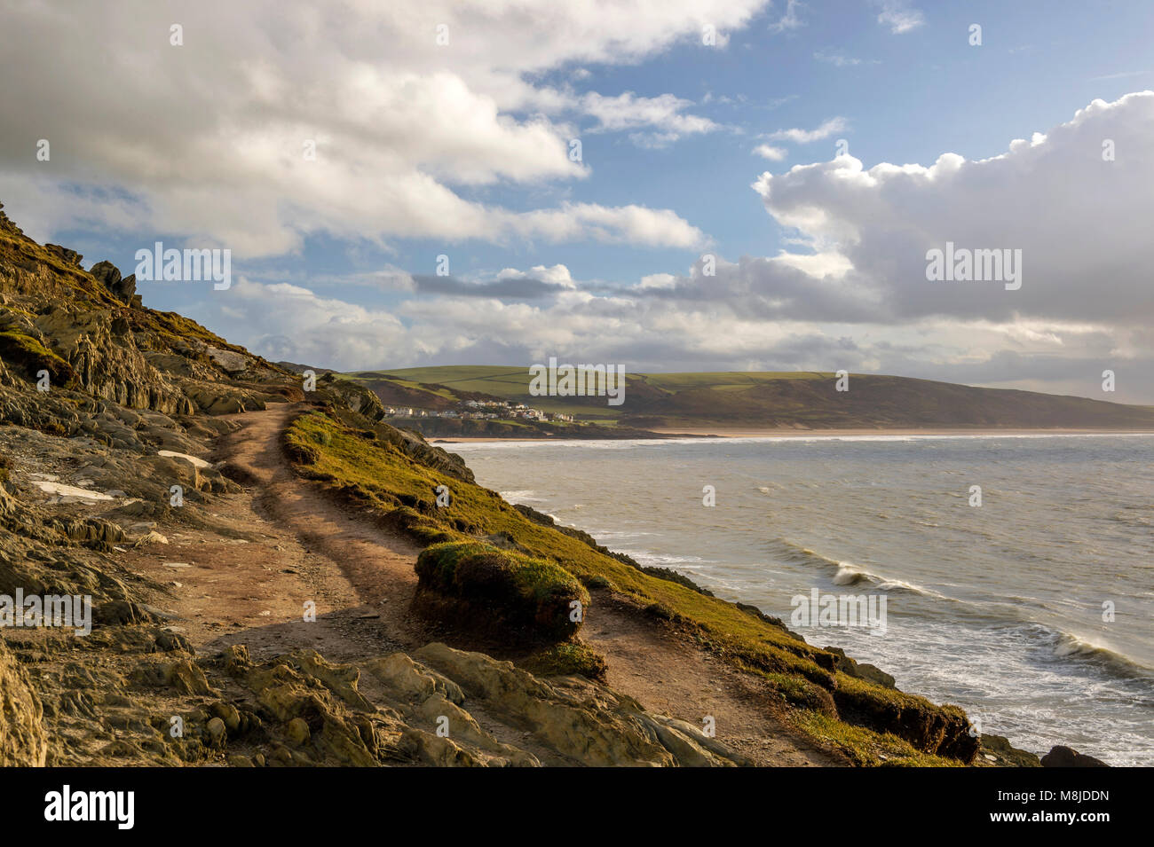 Great British Paisajes - North Devon Costa (Windy Cove y Woolacombe Bay) Foto de stock