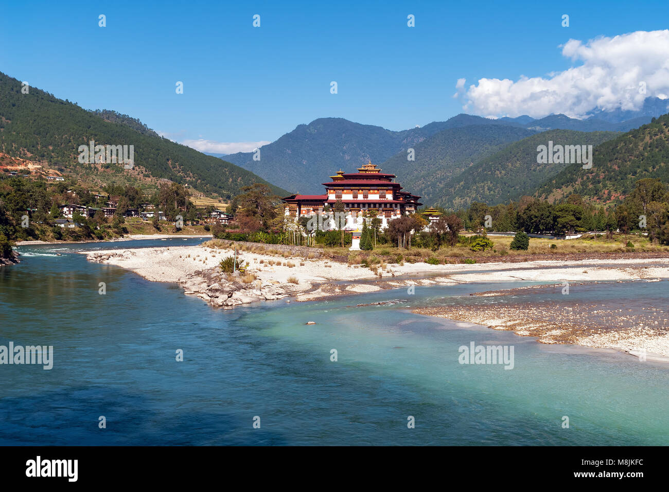 Punakha Dzong - Bután Foto de stock