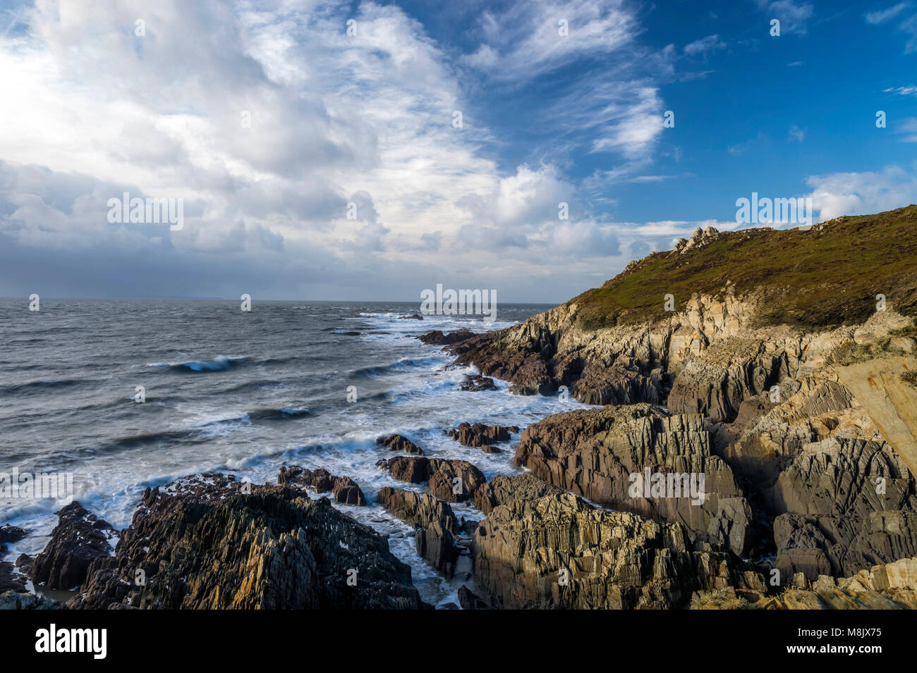 Great British Paisajes - North Devon Costa (Morte Rock y Morte Bay) Foto de stock