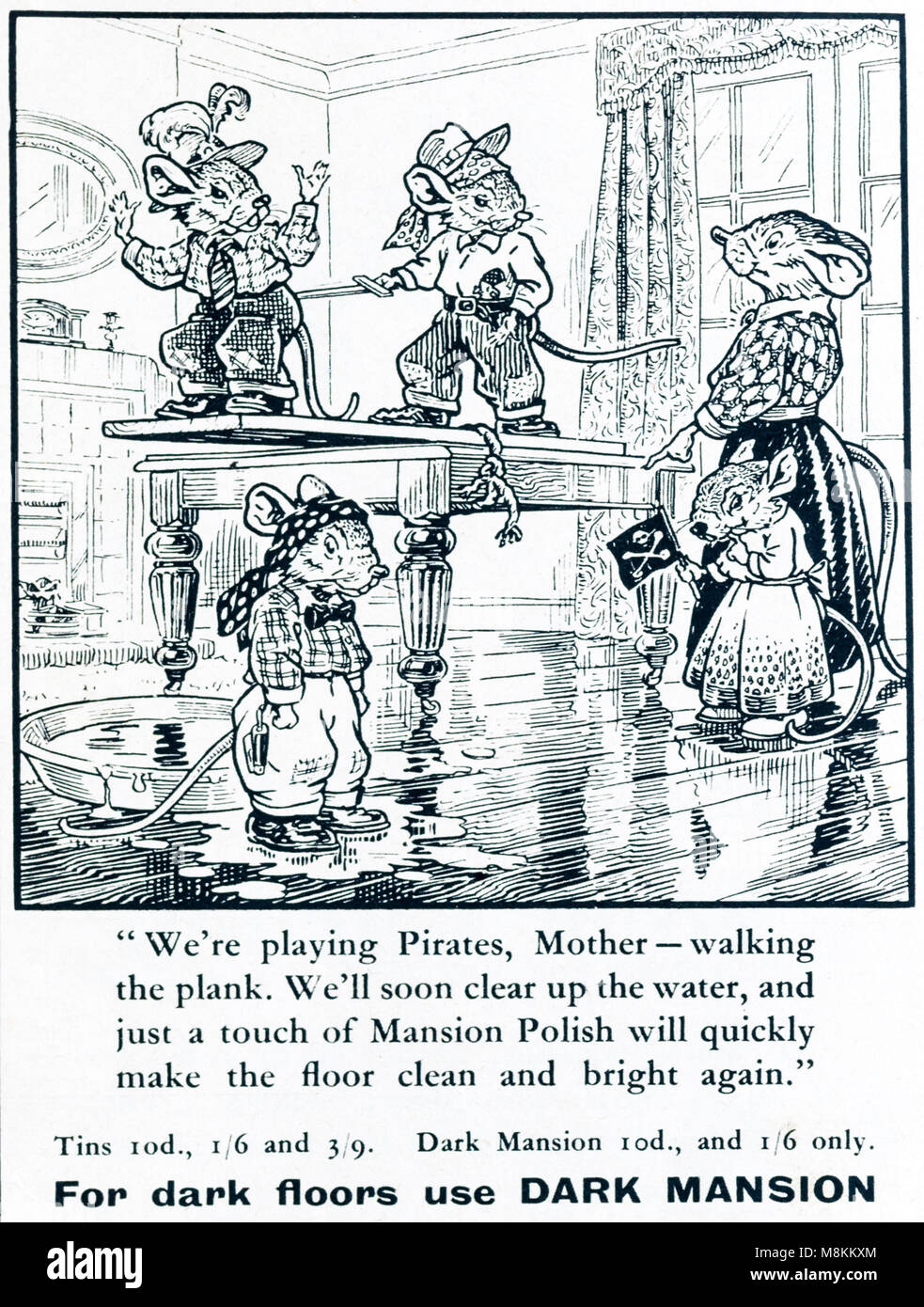 1950 Revista Publicidad publicidad Mansion suelo polaco. Foto de stock
