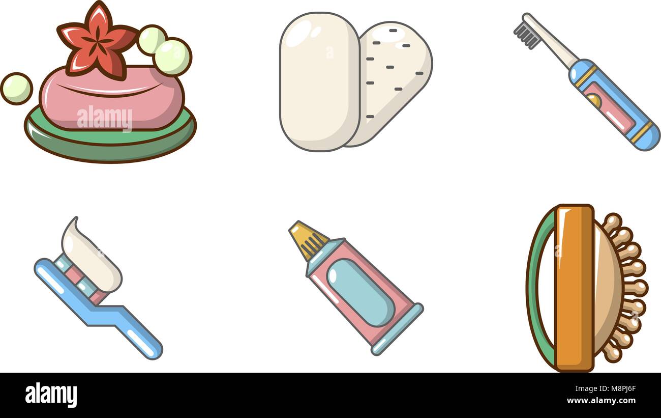 La higiene personal, el conjunto de iconos de estilo de dibujos animados  Imagen Vector de stock - Alamy