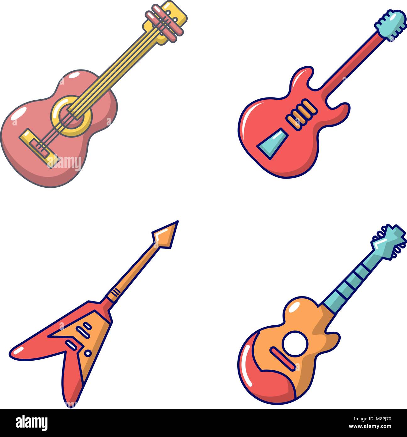Conjunto de iconos de guitarra, estilo de dibujos animados Imagen Vector de  stock - Alamy