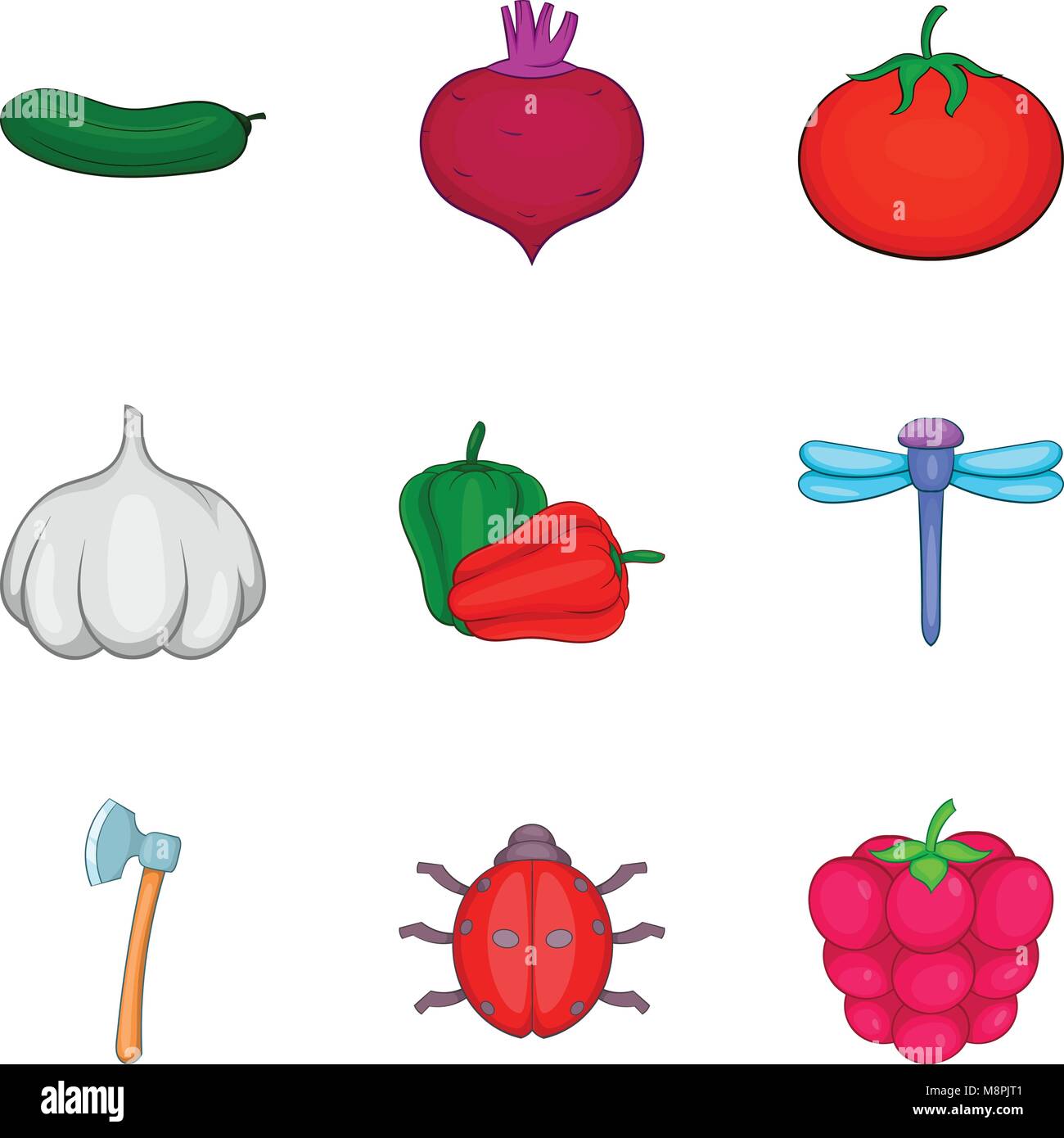 Origen vegetal, conjunto de iconos de estilo de dibujos animados Imagen  Vector de stock - Alamy