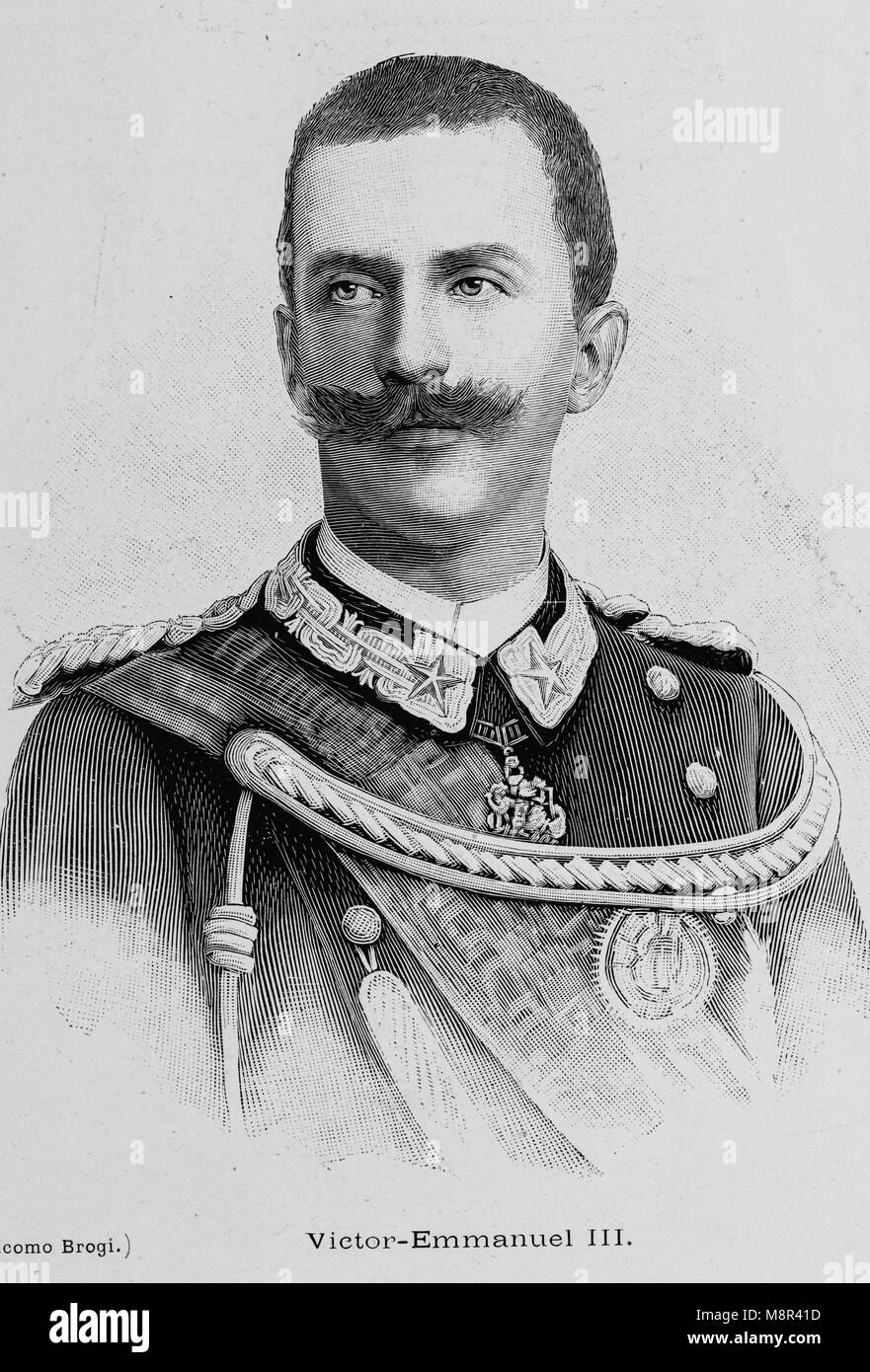 El rey Victor Emmanuel III de Italia, imagen del semanario francés l'Illustration, 4º de agosto de 1900 Foto de stock