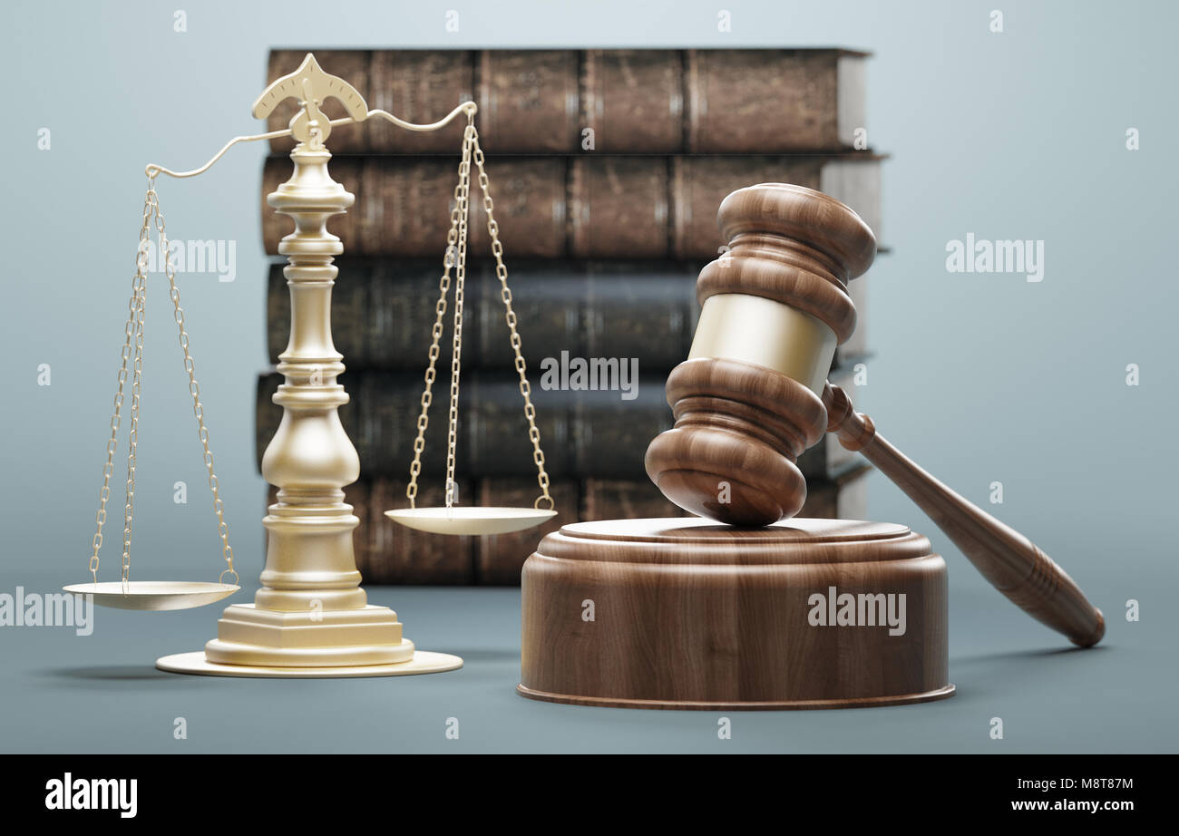 Martillo del juez, el concepto de derecho y justicia, 3D Render ilustración  Fotografía de stock - Alamy