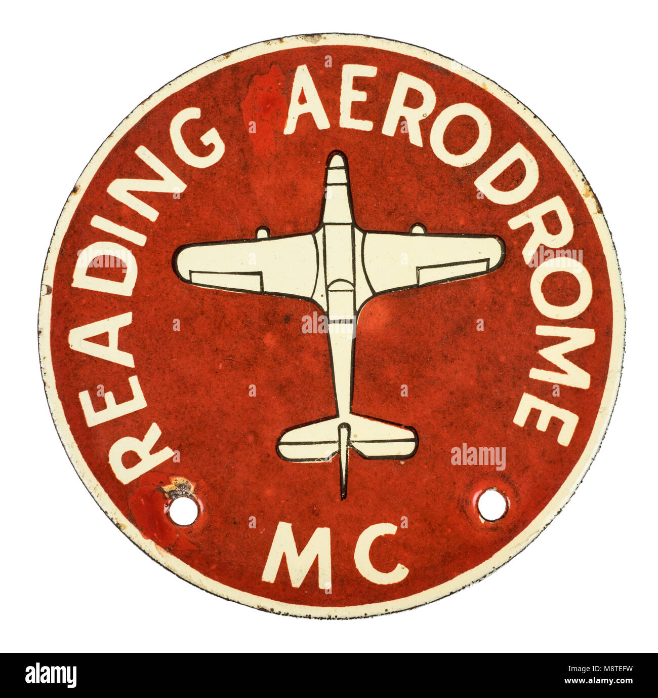 Leyendo aeródromo coche insignia circular a partir de la década de 1930 . Fue inaugurado en 1929 y utilizado durante la Segunda Guerra Mundial como base para la Escuela Elemental Flying Training. Foto de stock