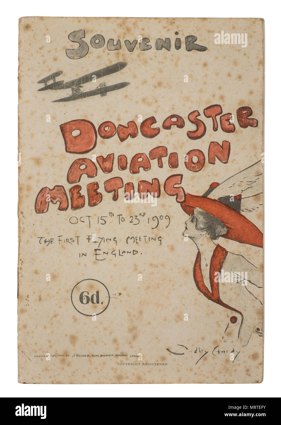 Raro 1909 Programa de recuerdo de la aviación reunidos en Doncaster. Se celebró del 15 al 23 de octubre de 1909, este fue el primer vuelo oficial celebrada en Inglaterra. Foto de stock