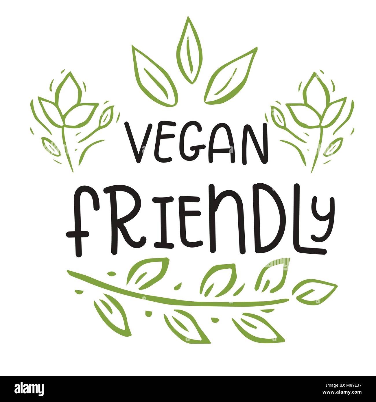 Vector Eco Bio Logotipo Verde O Signo Vegan Comida Sana Insignia Tag Para Cafe Restaurantes Empaquetamiento De Los Productos Dibujadas A Mano Las Hojas Ramas Plantas Eleme Imagen Vector De Stock