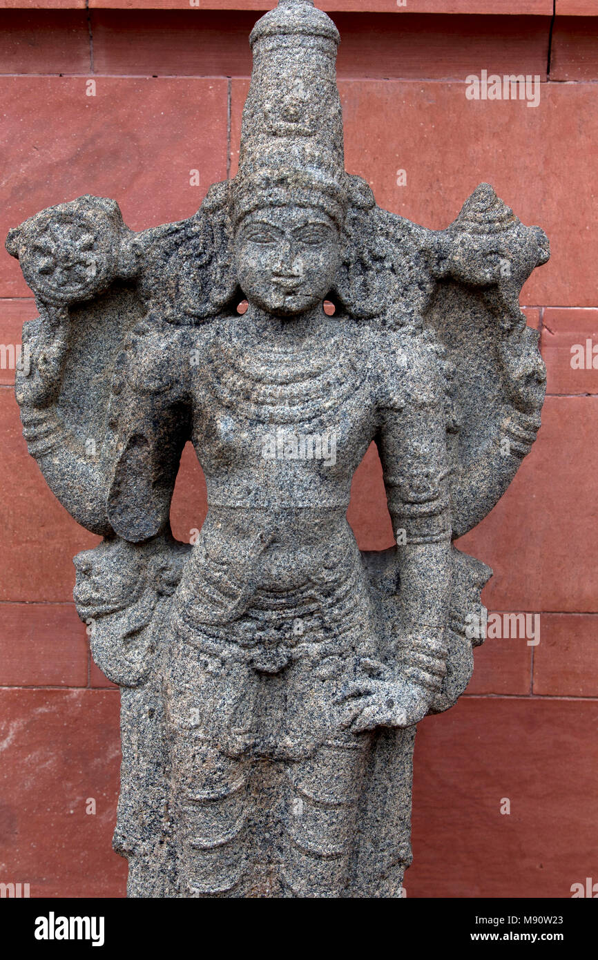 Museo Nacional de la India, Delhi. Vishnu. Vijayanagar, 16 siglo D.C. en el sur de la India. La piedra. Detalle. La India. Foto de stock