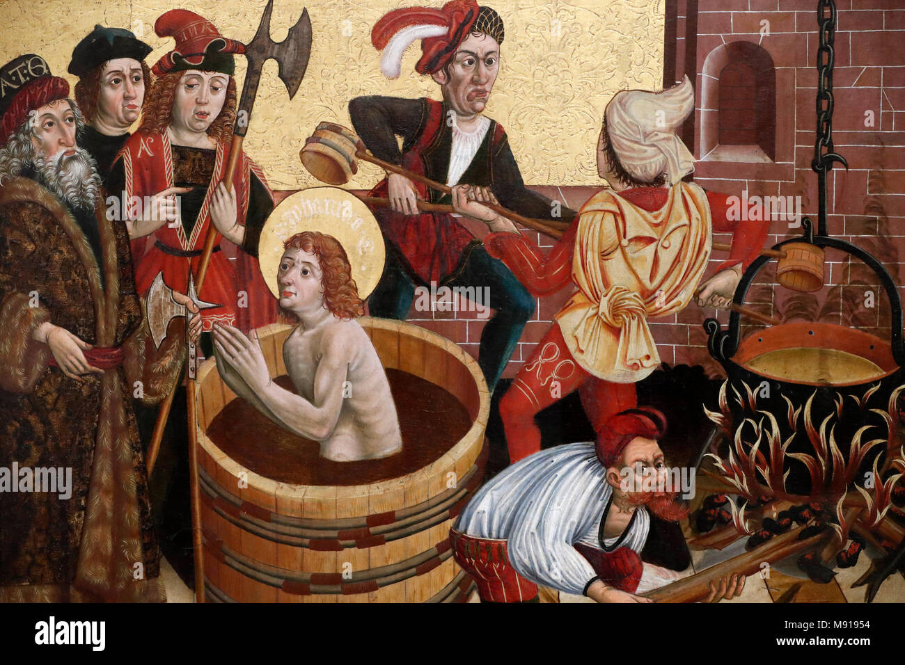 Museo Unterlinden. Martirio de San Juan. Óleo sobre panel de madera. A finales del siglo 15. Colmar. Francia. Foto de stock