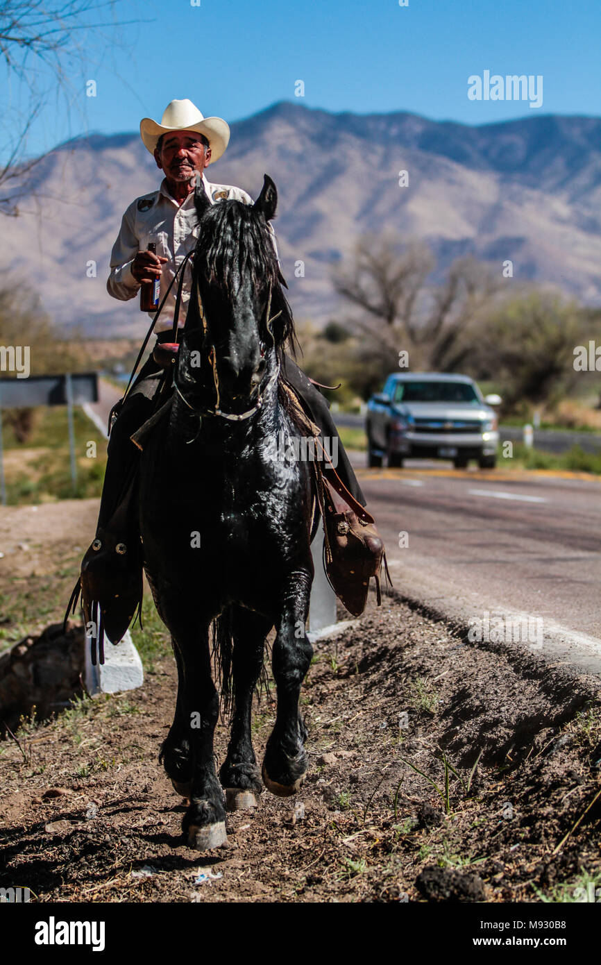 Vaquero montando su caballo. Imagen de tipa en y sierra de Sonora, Fotografía de stock - Alamy