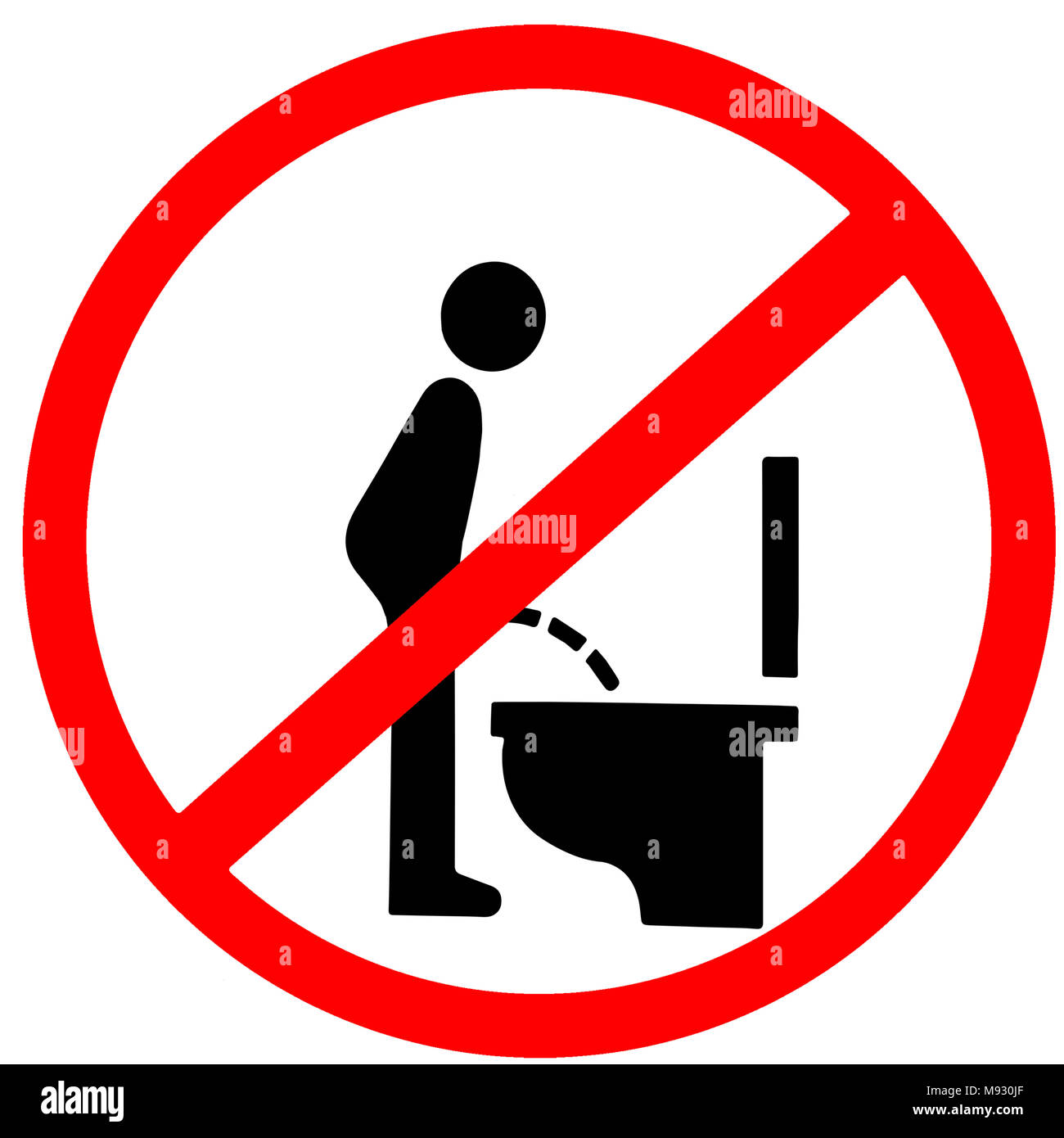 No orinar de pie en el armario wc círculo rojo prohibición señal de advertencia Fotografía de