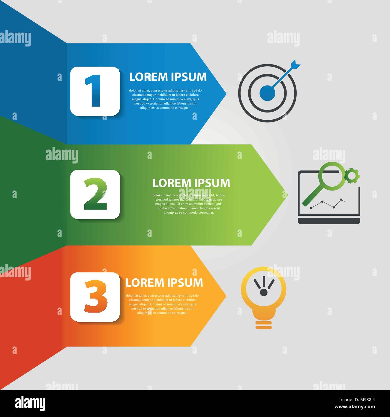 Ilustración Vectorial Plantilla Con 3 Flechas De Color Para