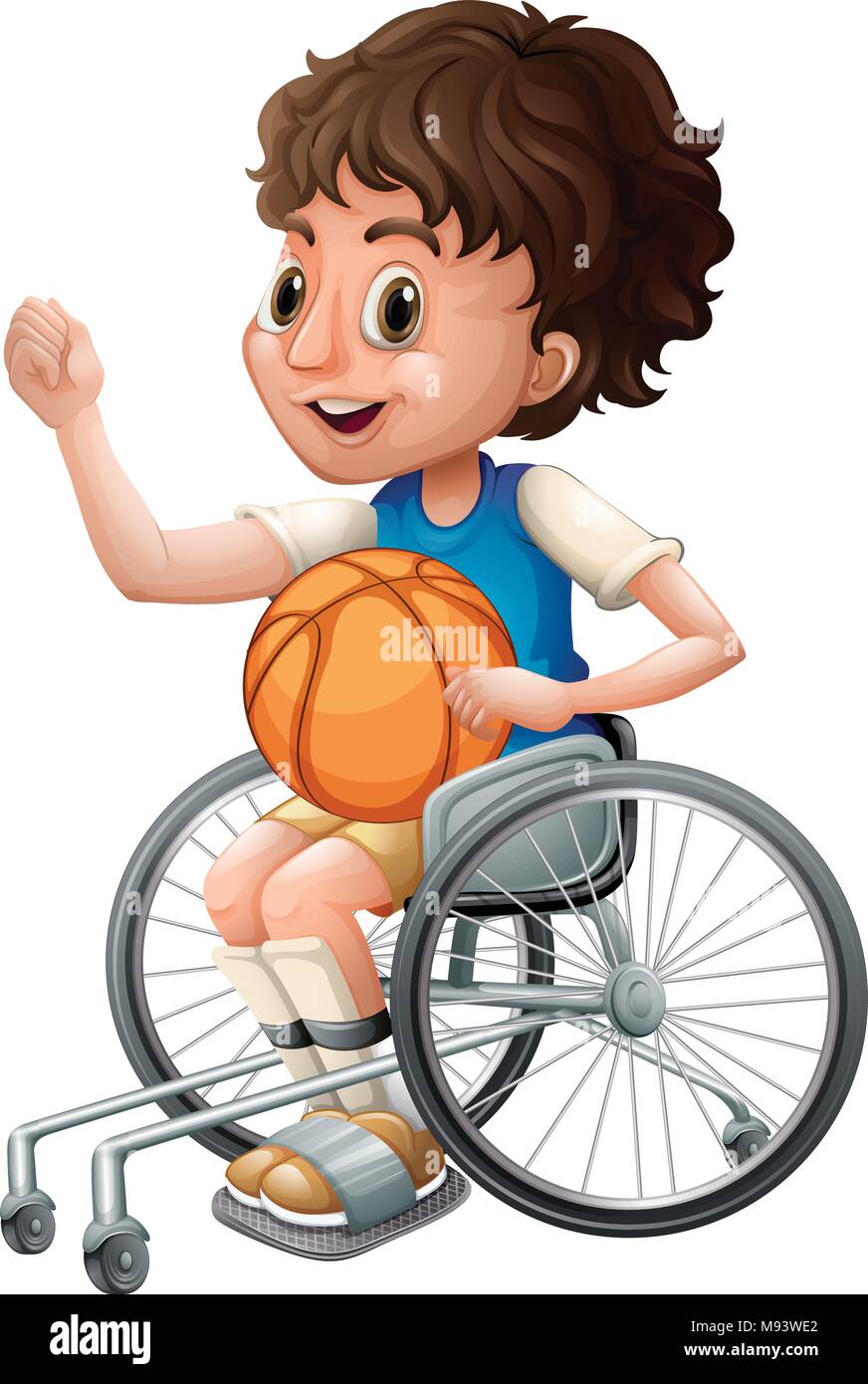 Niño en silla de ruedas jugando baloncesto ilustración Imagen Vector de  stock - Alamy