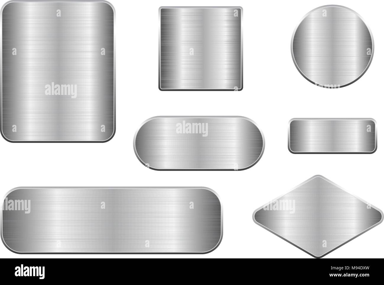 Placas de metal pulido. Conjunto de placas de forma geométrica Imagen  Vector de stock - Alamy