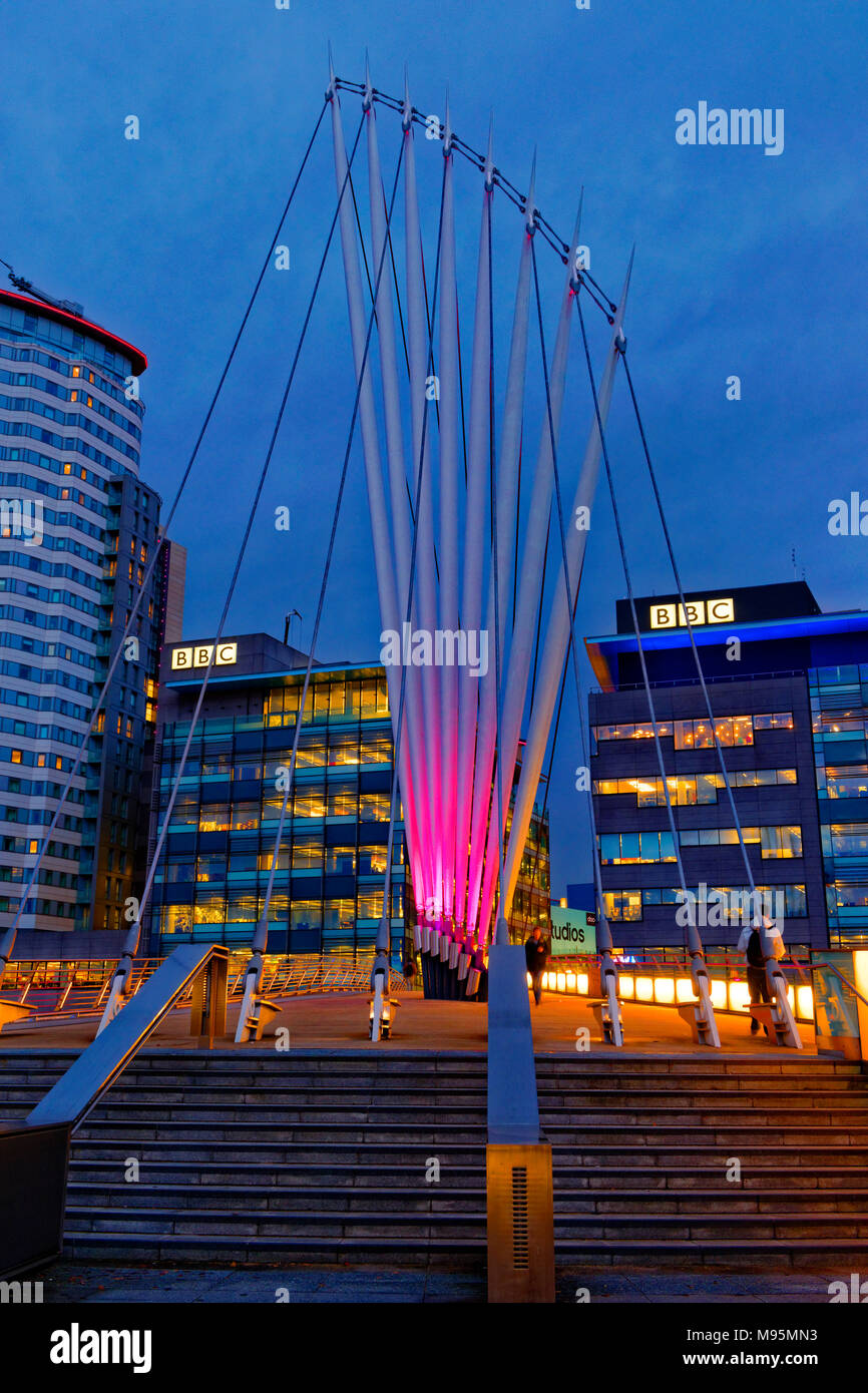 Los edificios de la BBC en MediaCityUK, Salford Quays, Greater Manchester, Reino Unido. Foto de stock