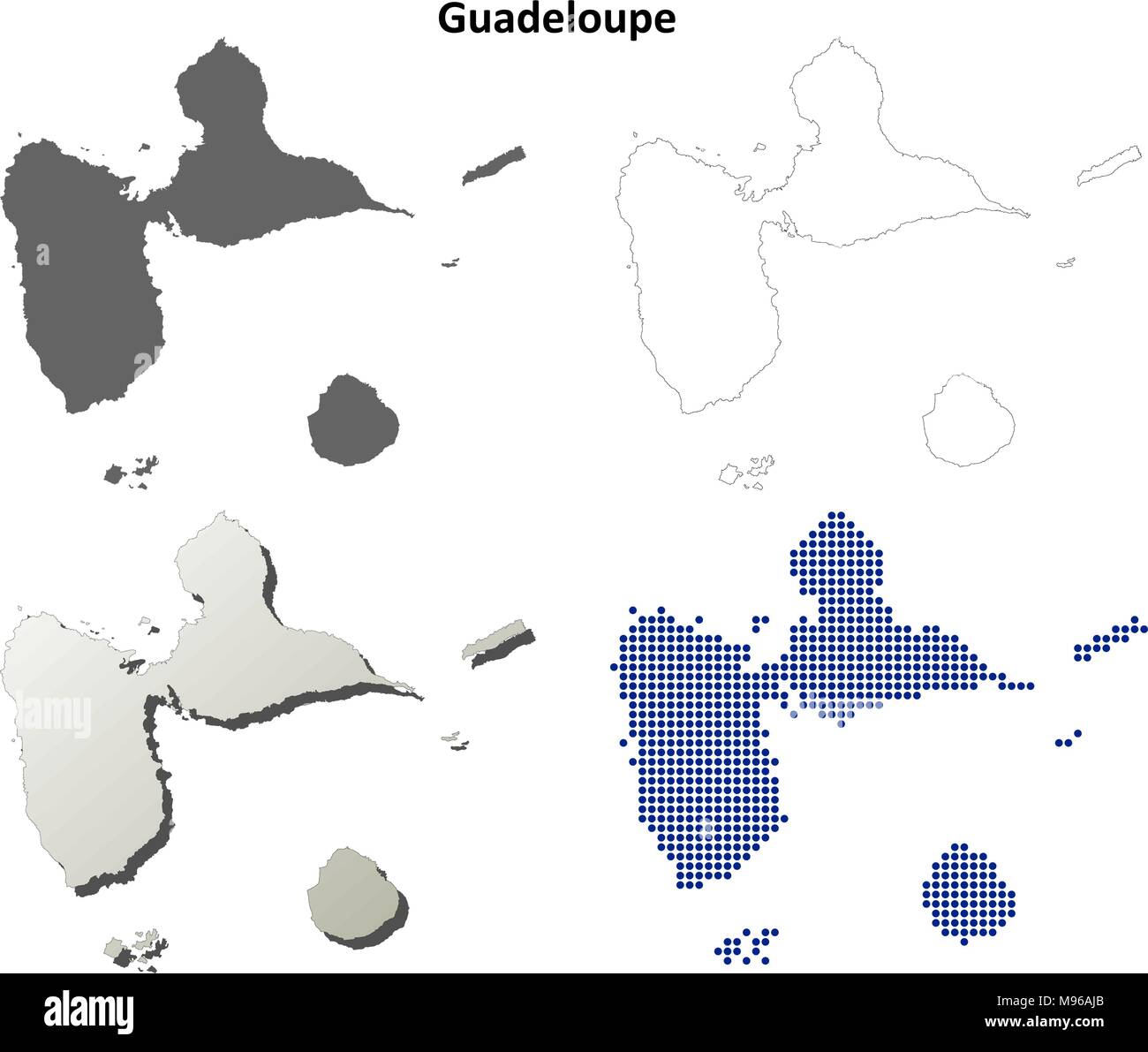 Guadalupe outline map set Ilustración del Vector