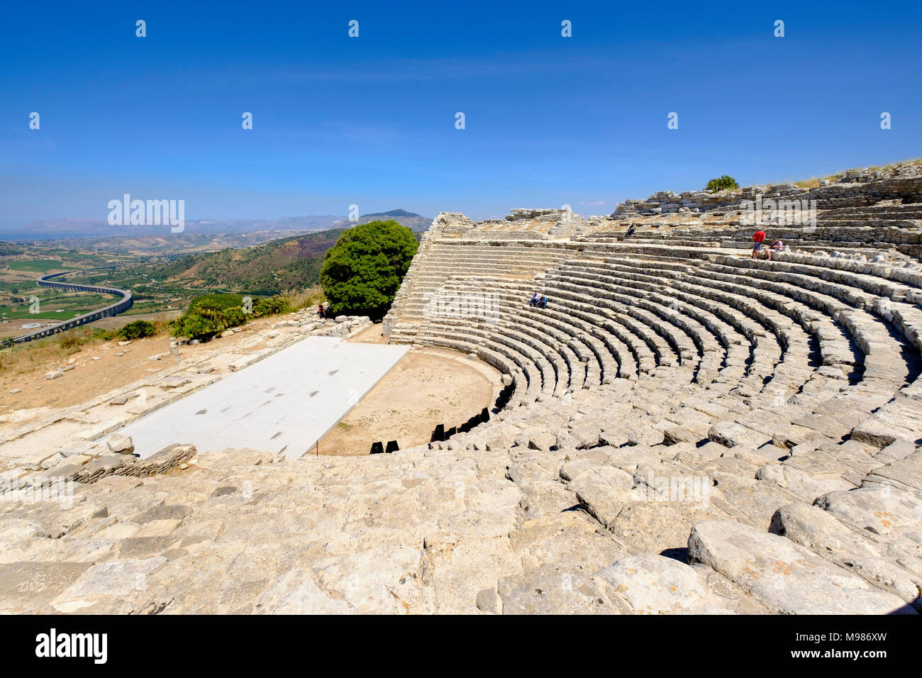 Teatro, Griechische Tempelanlage von Segesta Segesta, Trapani, Provinz Sizilien, Italien Foto de stock