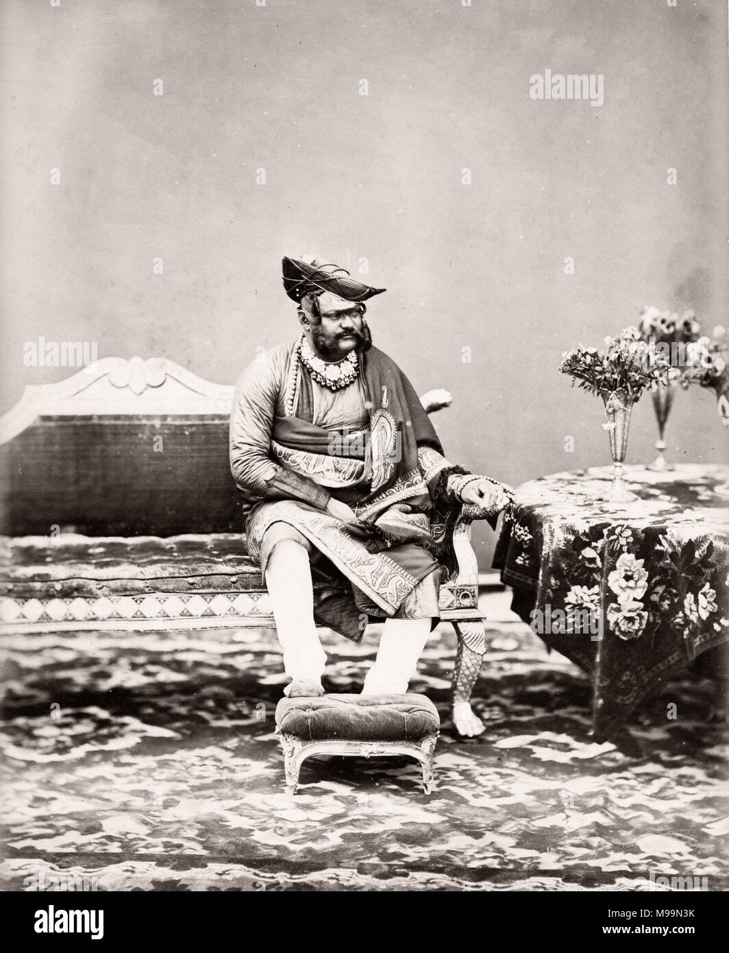 Fotografía Vintage del siglo xix, India - el Maharaja de Gwalior Pastor y Robertson, 1860 Foto de stock