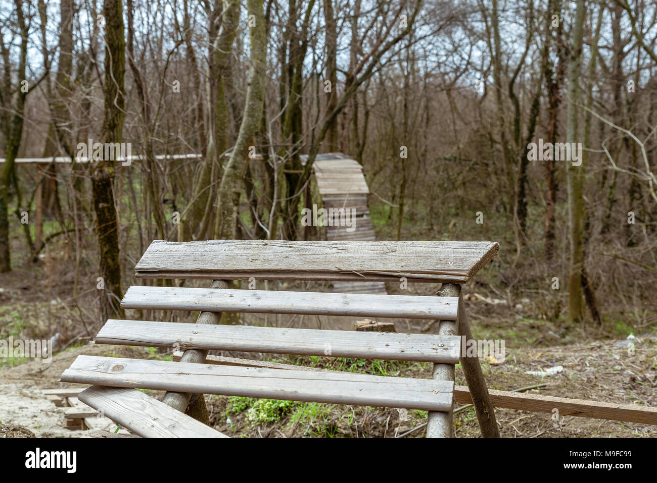 Bike Park para trail y enduro bike en Bratislava. Foto de stock