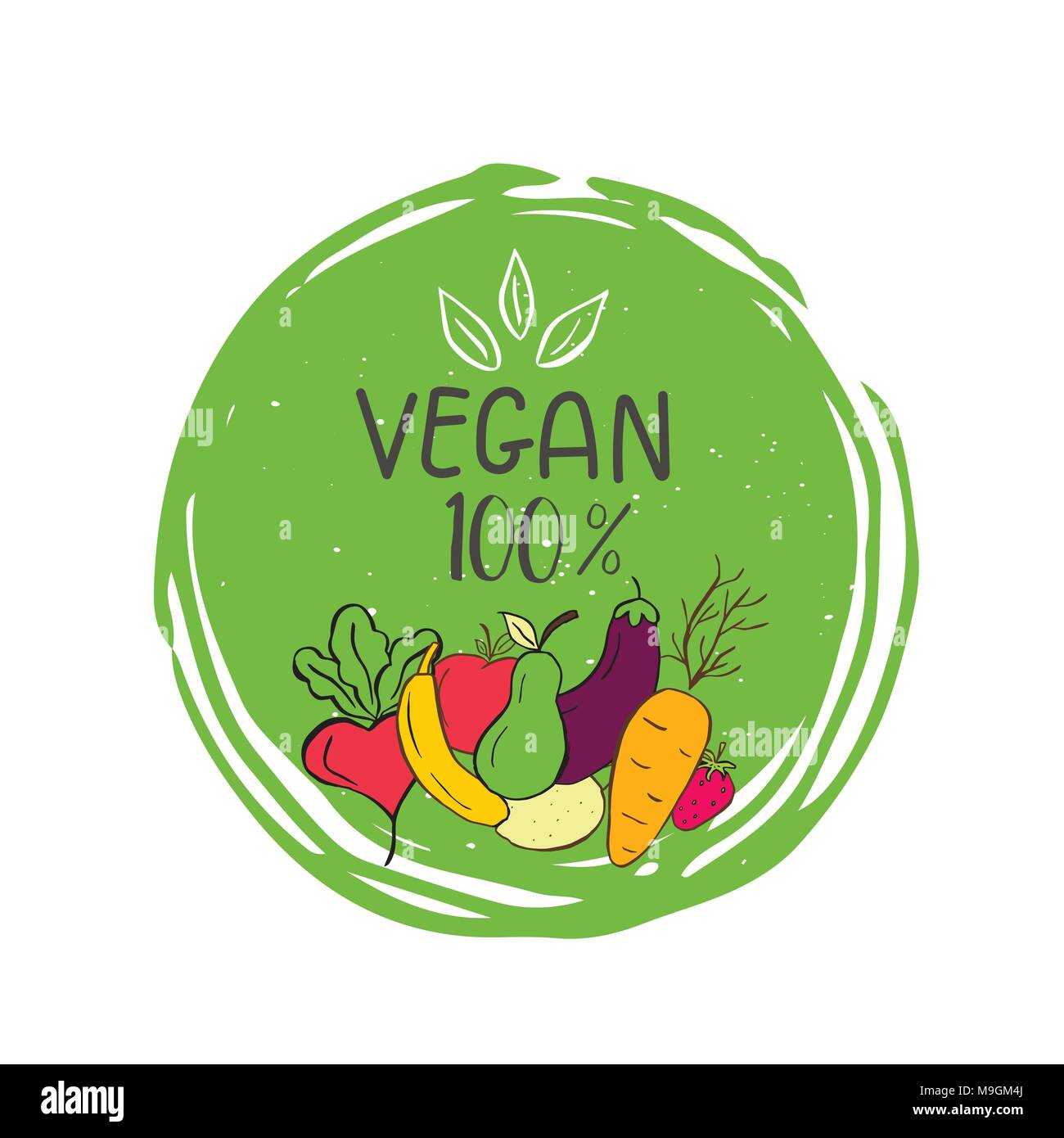Vector Eco Bio Logotipo Verde O Signo Vegan Comida Sana Insignia Tag Para Cafe Restaurantes Empaquetamiento De Los Productos Dibujadas A Mano Las Hojas Ramas Plantas Eleme Imagen Vector De Stock