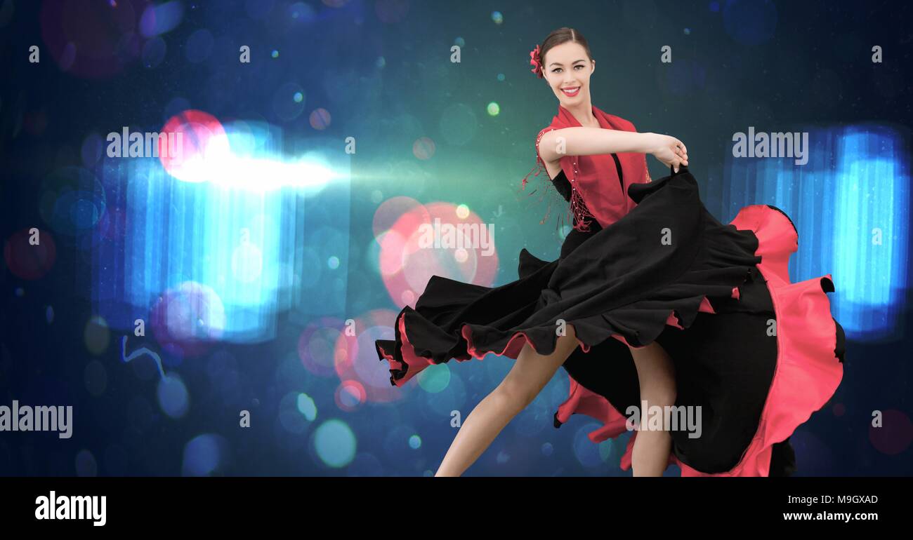 Baile Flamenco Woman con luces brillantes Foto de stock