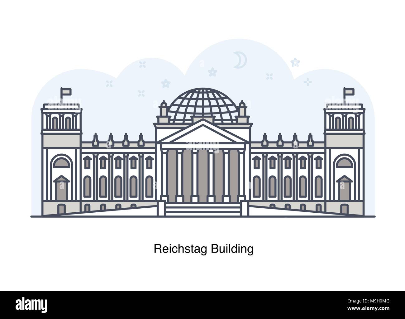 Línea Vector ilustración del Reichstag, Berlín, Alemania Ilustración del Vector